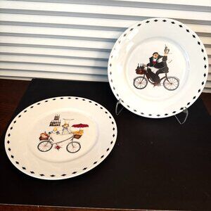 Oneida Kitchen "Chefs to Go" Set 2 Rimmed Salad/Desert Plates 2004 Jennifer Gara
